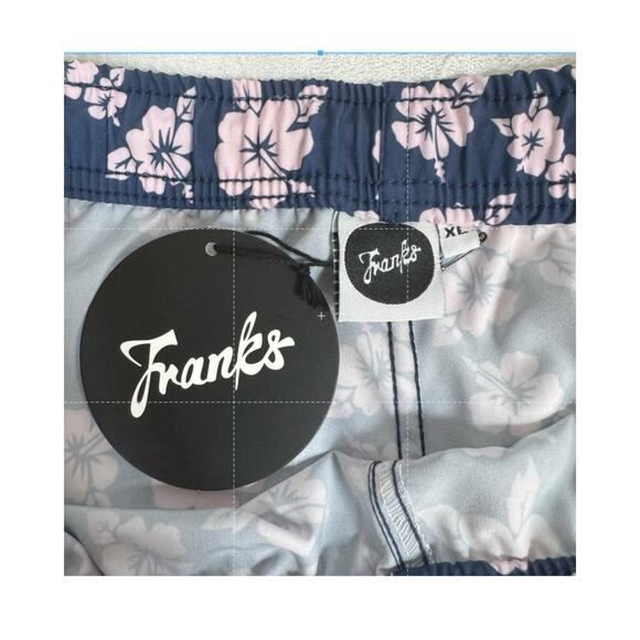 Franks Navy Blue Pink Oahu Floral Print Swim Athletic Board Shorts Women Size XL - Picture 6 of 7